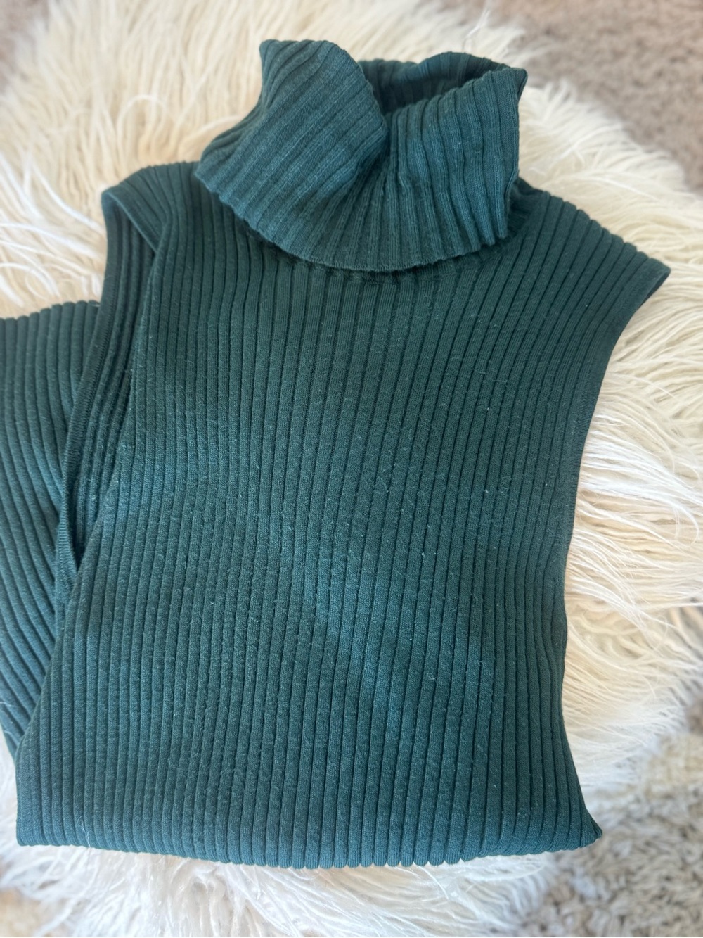 EXPRESS Sleeveless Ribbed Turtleneck Sweater - Forest Green